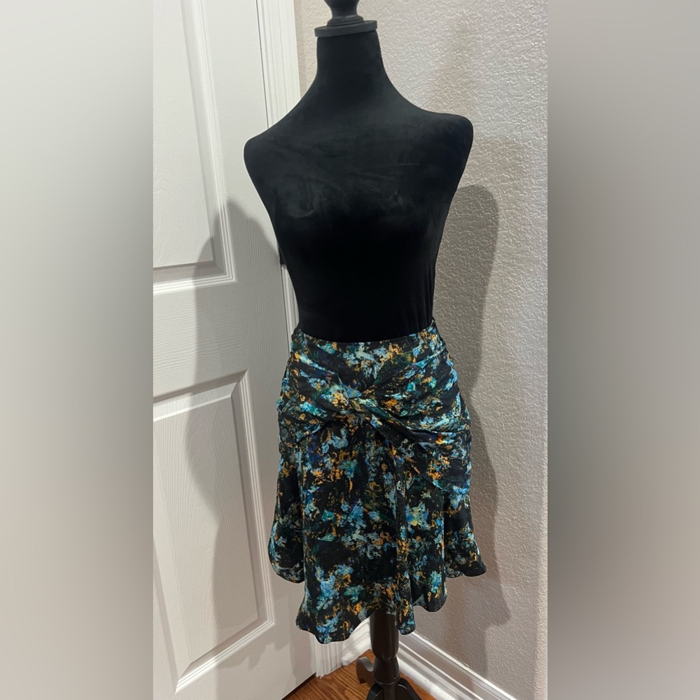 $495 IRO PARIS DORRY MULTI COLOR BLUE SKIRT SIZE 34